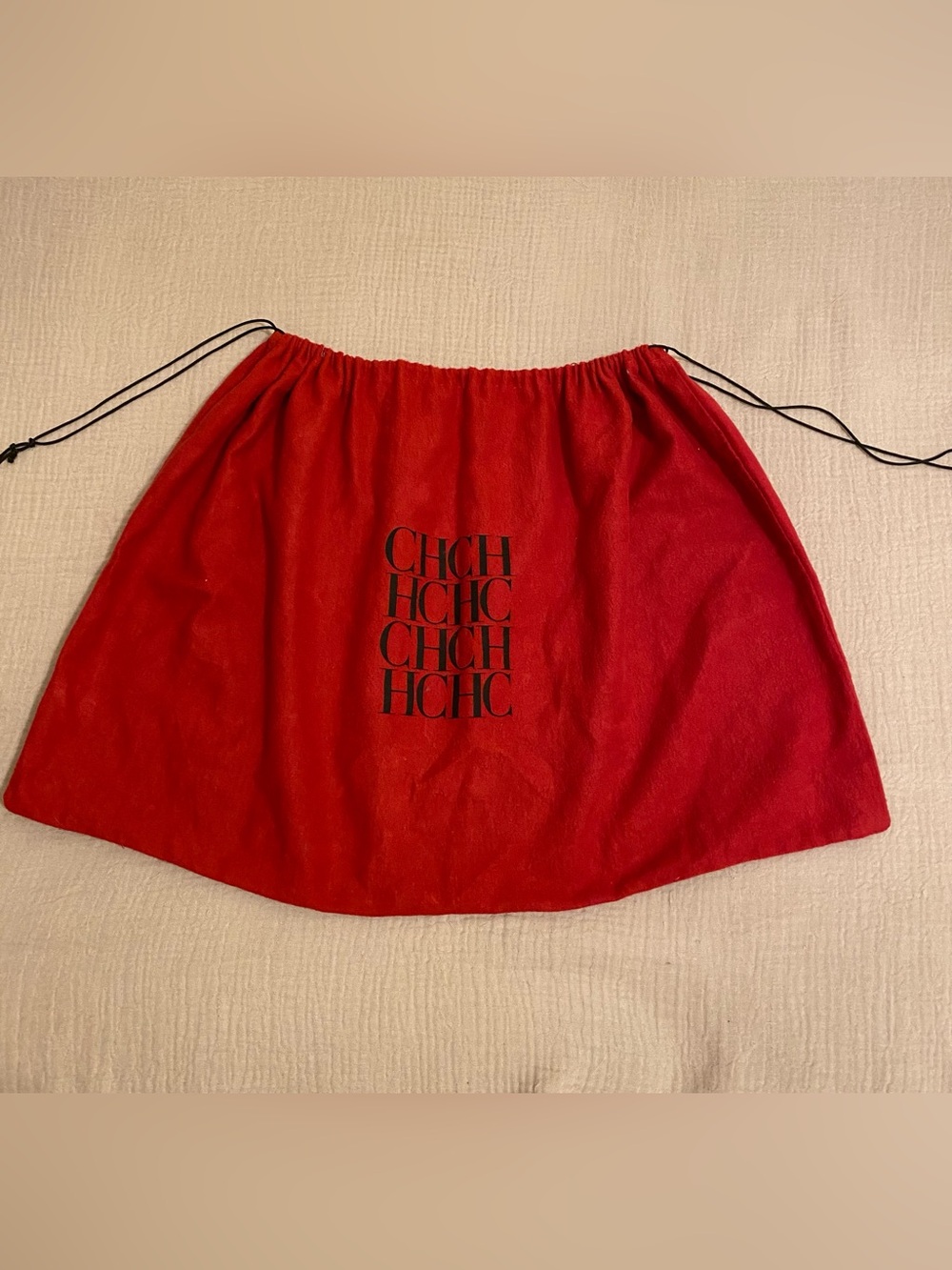 Carolina Herrera Red Drawstring Dust Bag with Black Logo